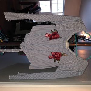 off the shoulder embroidered shirt
